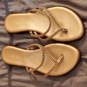 Rhinestone Italian flip flops.